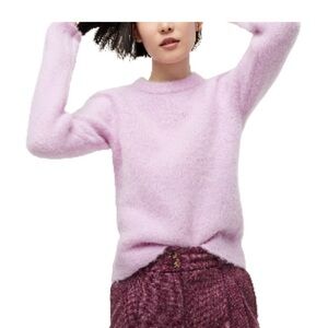 Purple J. crew puff sleeve fuzzy crewneck sweater